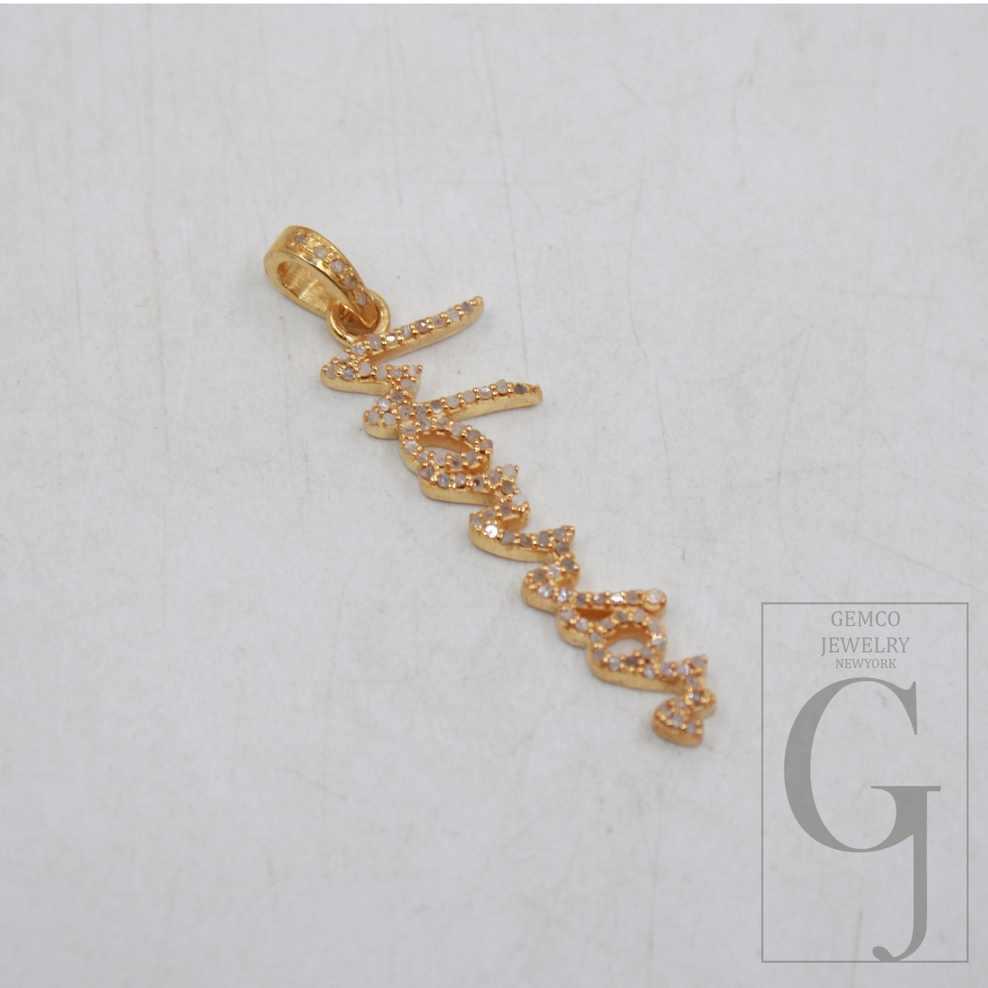 14k gold finish WARRIOR word designer Rosecut pave diamond pendant sterling silver handmade finish diamond jewelry pendant inspiring charm