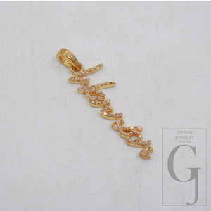 14k gold finish WARRIOR word designer Rosecut pave diamond pendant sterling silver handmade finish diamond jewelry pendant inspiring charm