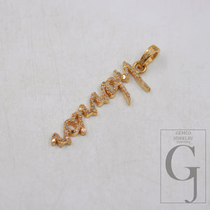 14k gold finish WARRIOR word designer Rosecut pave diamond pendant sterling silver handmade finish diamond jewelry pendant inspiring charm