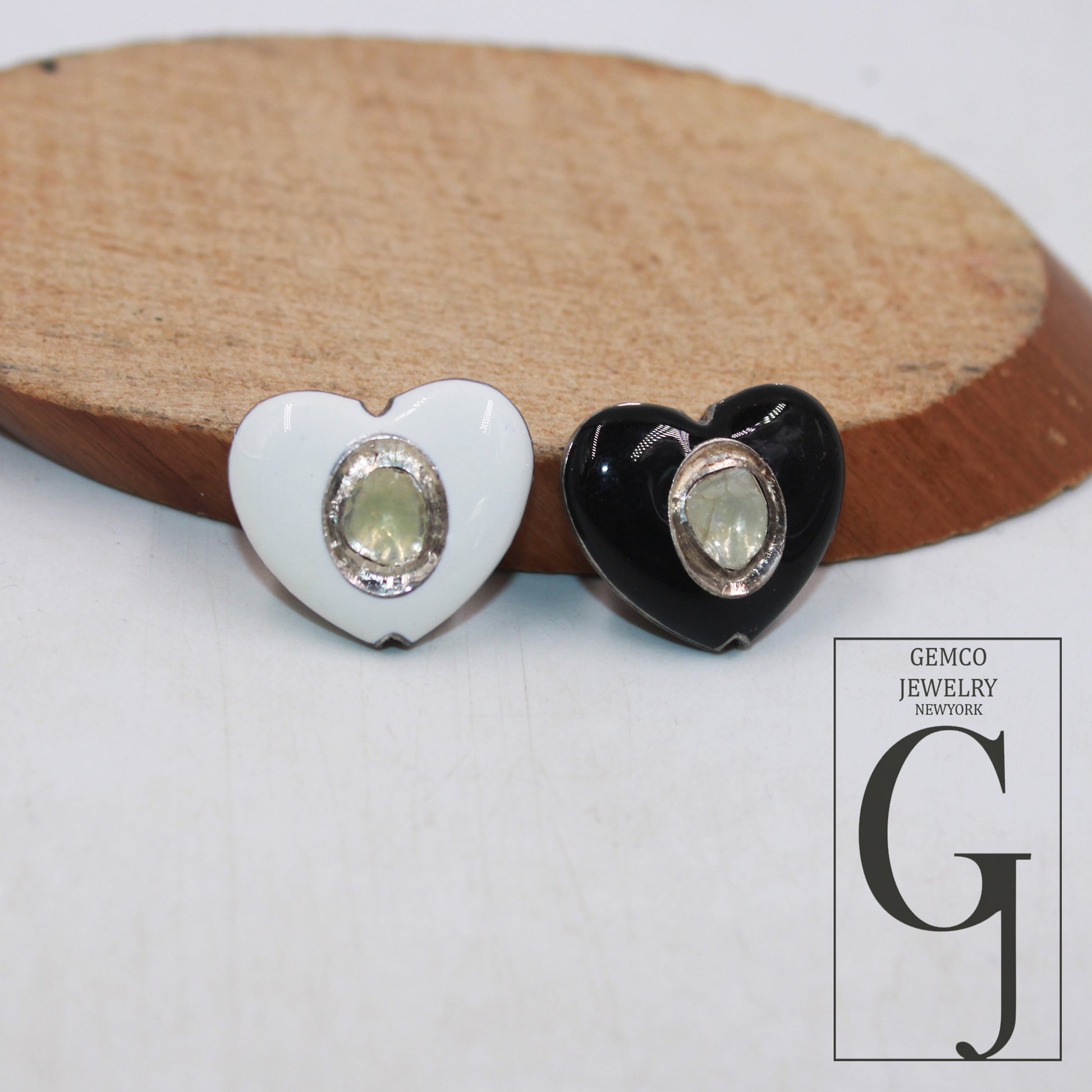1pc Enamel Heart Beads Rocecut Pave Diamond Bead 925 Sterling Silver Handmade Silver Finish Diamond Enameling Bead