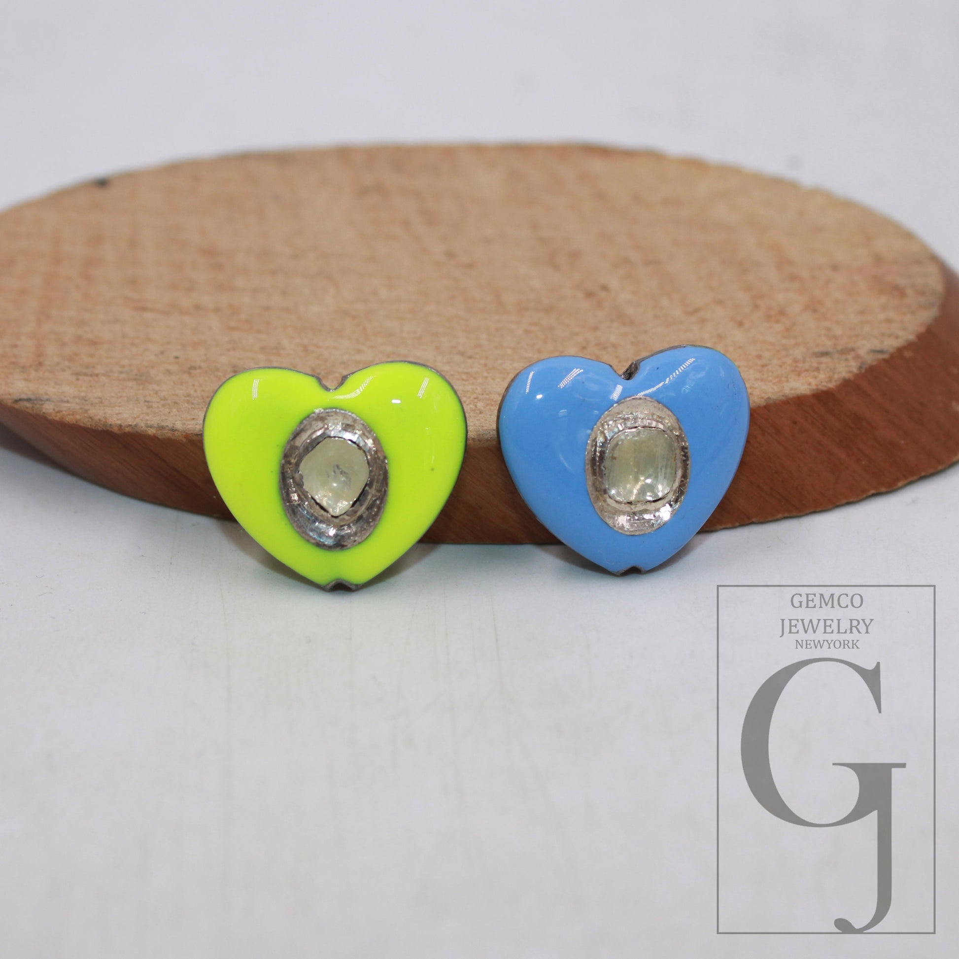1pc Enamel Heart Beads Rocecut Pave Diamond Bead 925 Sterling Silver Handmade Silver Finish Diamond Enameling Bead