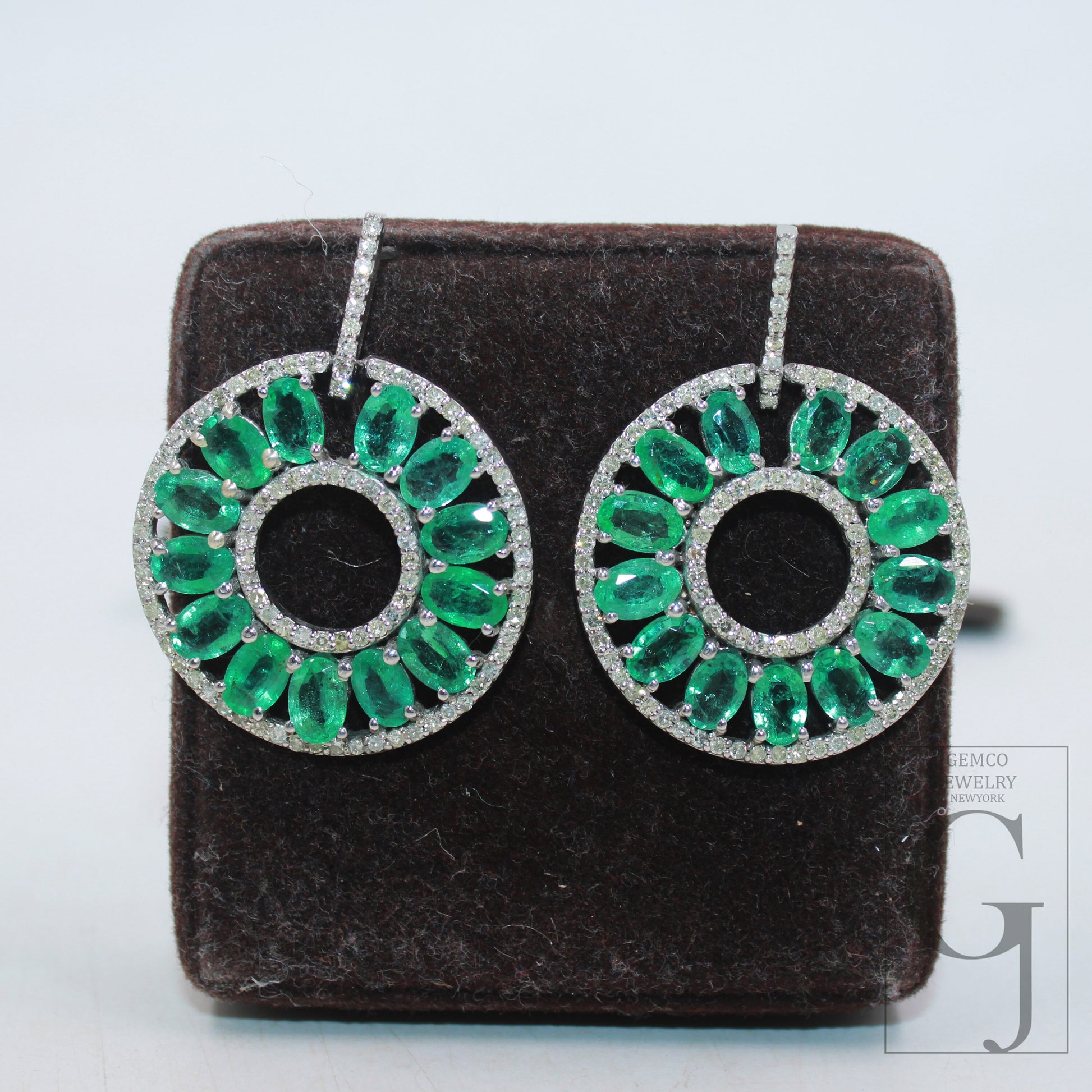 Beautiful Natural Emerald Pave Diamond Earring Sterling Silver Handmade Pave Diamond Earring Zambian  Emerald Stone Jewelry Wedding Jewelry