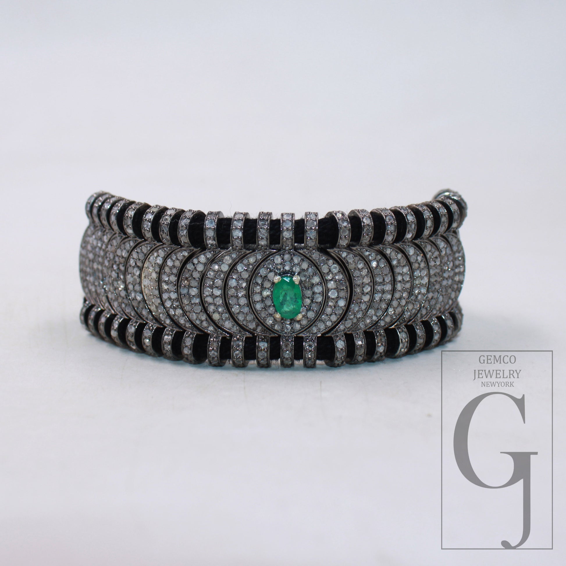 Green emerald design thread bracelet Rosecut pave diamond thread bangle bracelet 925 sterling silver handmade finish bangle macrame bracelet