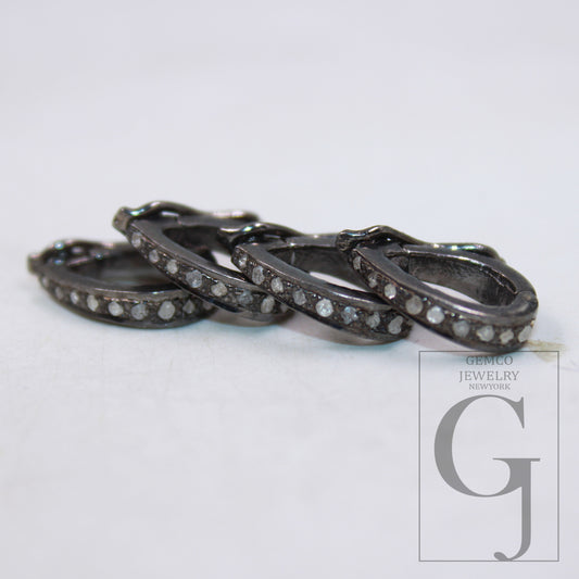 1pc loop bail designer Rosecut pave diamond bail 925 sterling silver handmade finish diamond openable loop, bail