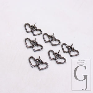 Love pendant Pave diamond rosecut pendant 925 silver pendant handmade diamond pendant interconnected heart shaped diamond charm jewelry