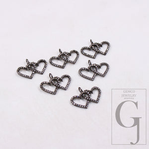 Love pendant Pave diamond rosecut pendant 925 silver pendant handmade diamond pendant interconnected heart shaped diamond charm jewelry