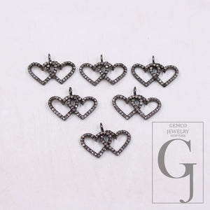 Love pendant Pave diamond rosecut pendant 925 silver pendant handmade diamond pendant interconnected heart shaped diamond charm jewelry