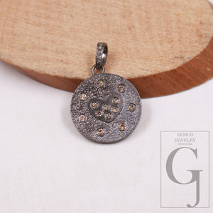 1pc antique finish diamond heart pendant brilliantcut diamond pendant 925 sterling silver handmade finish diamond charms necklace pendant