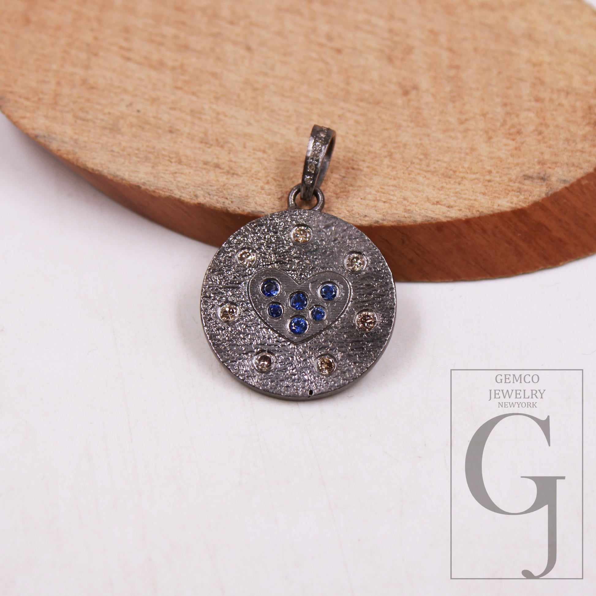1pc antique finish diamond heart pendant brilliantcut diamond pendant 925 sterling silver handmade finish diamond charms necklace pendant
