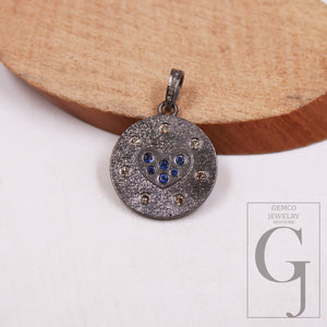 1pc antique finish diamond heart pendant brilliantcut diamond pendant 925 sterling silver handmade finish diamond charms necklace pendant