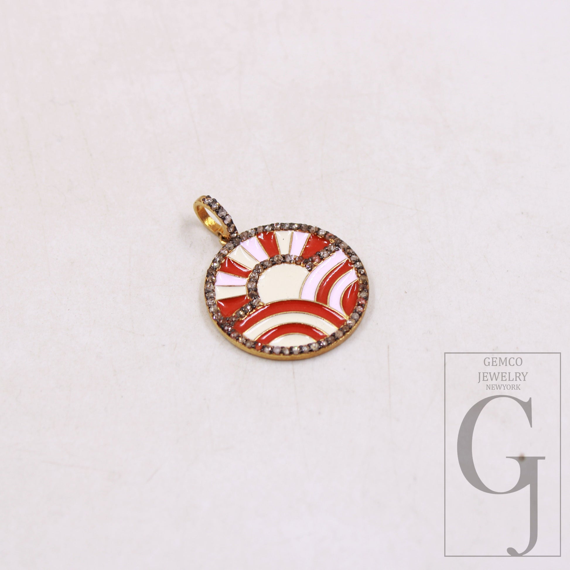 Beautiful Vermeil enamel designer pendant Rosecut pave diamond pendant 925 sterling silver handmade finish diamond charms necklace pendant