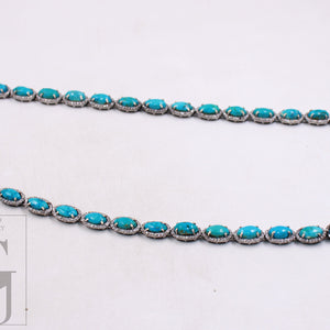 One of a kind Natural Turquoise diamond necklace rosecut pave diamond jewelry sterling silver handmade jewelry adjustable necklace pendant