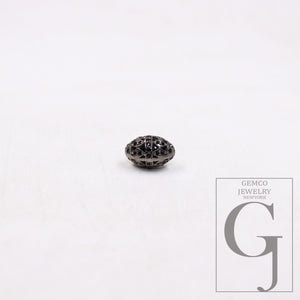 1pc oval Pave black diamond beads  925 sterling silver handmade pave diamond egg design bead / spacers 10mm jewelry making supplies
