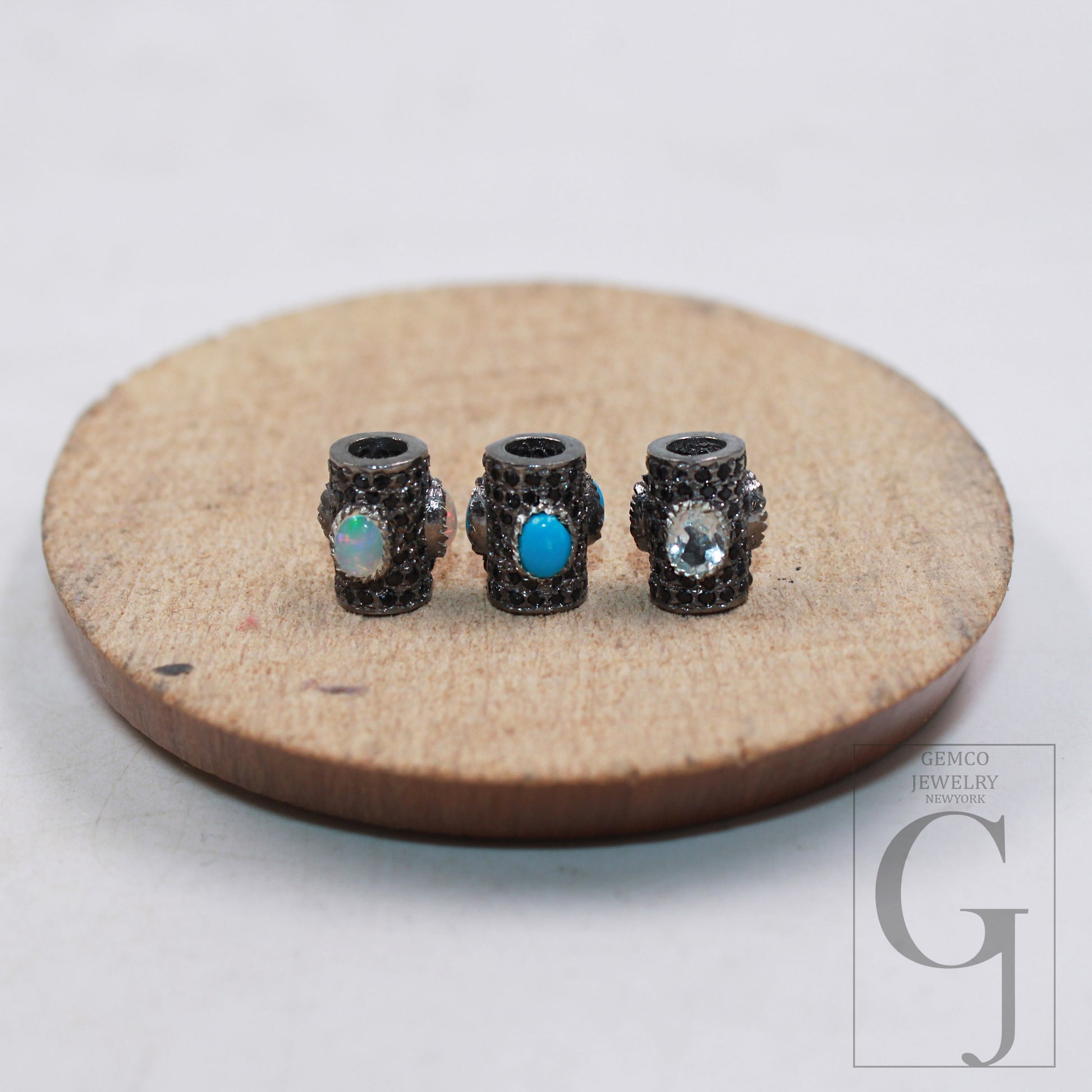 1pc Pave Black Diamond Pipe Beads / Spacer Design Pave Black Diamond 925 Sterling Silver Handmade Jewelry Black Diamond Jewelry Fine Jewelry