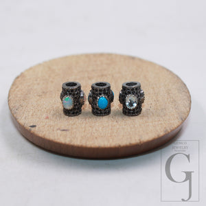 1pc Pave Black Diamond Pipe Beads / Spacer Design Pave Black Diamond 925 Sterling Silver Handmade Jewelry Black Diamond Jewelry Fine Jewelry
