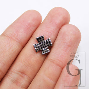 Black Pave Diamond Cross Beads / Spacers Design Pave Diamond 925 Sterling Silver Handmade Jewelry Black Diamond Jewelry Fine Jewelry 11mm