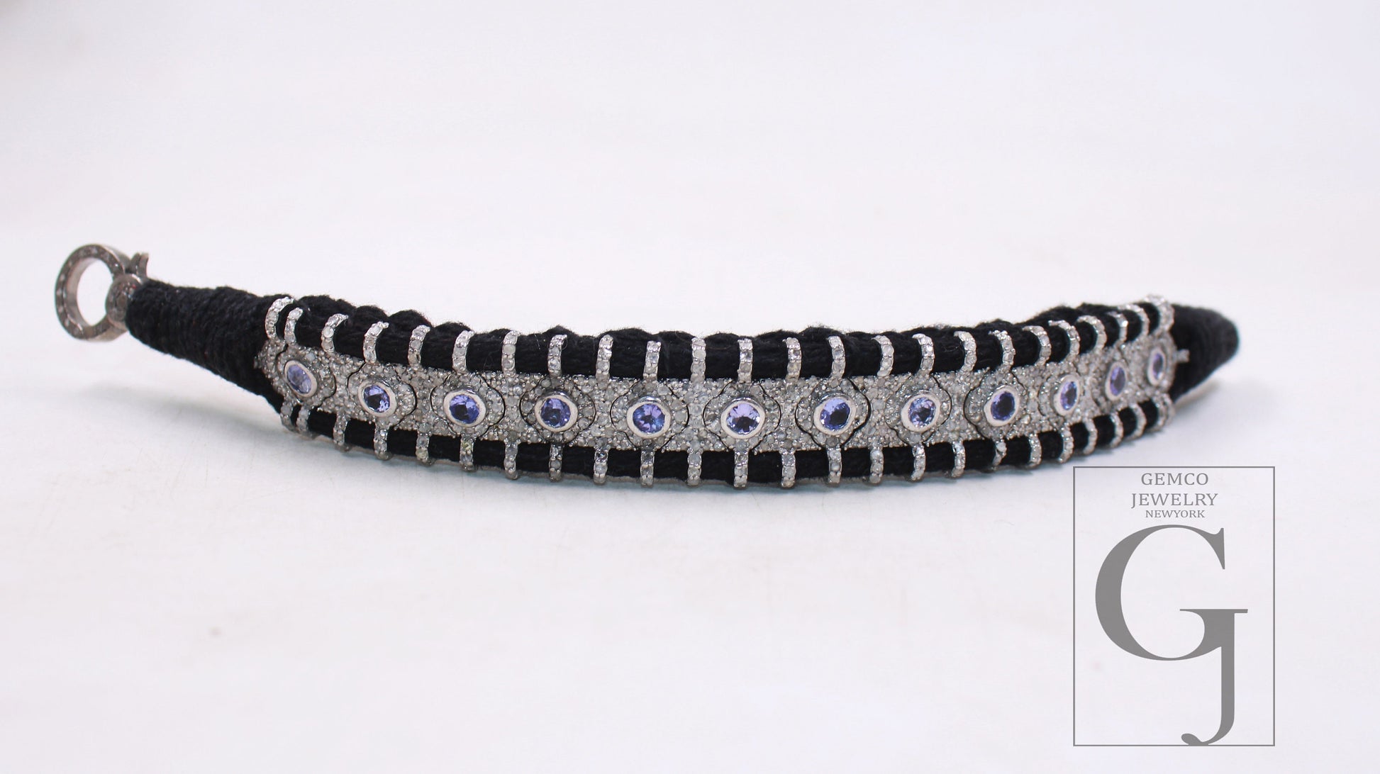 Tanzanite Thread Bracelet Rosecut Pave Diamond Thread Bangle Bracelet 925 Sterling Silver Handmade Finish Diamond Bangle Bracelet Jewelry