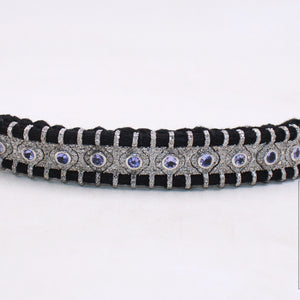 Tanzanite Thread Bracelet Rosecut Pave Diamond Thread Bangle Bracelet 925 Sterling Silver Handmade Finish Diamond Bangle Bracelet Jewelry