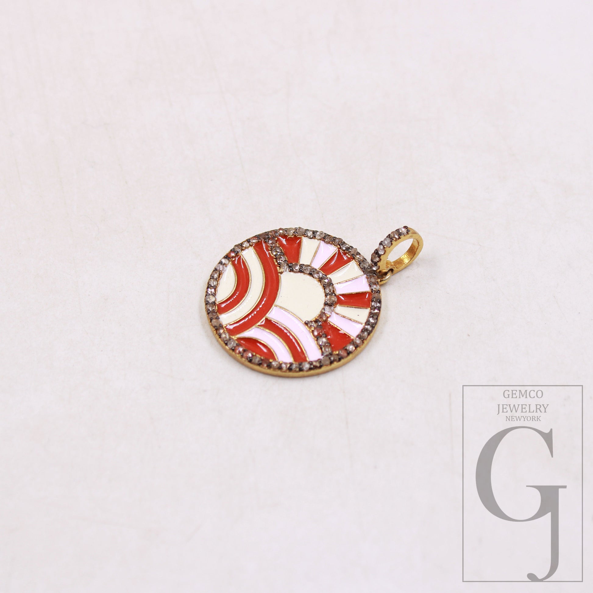 Beautiful Vermeil enamel designer pendant Rosecut pave diamond pendant 925 sterling silver handmade finish diamond charms necklace pendant