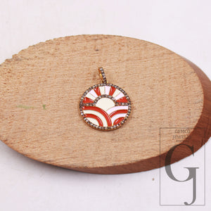 Beautiful Vermeil enamel designer pendant Rosecut pave diamond pendant 925 sterling silver handmade finish diamond charms necklace pendant