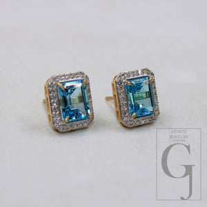 Vermeil Gold Finish Blue Topaz Studs Designer Earring Studs Rosecut Diamond 925 Sterling Silver Handmade Diamond Pave Stud Earring Jewelry