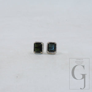 Vermeil Gold Finish Green Tourmaline Studs Designer Earring Studs Rosecut Diamond Sterling Silver Handmade Diamond Pave Stud Earring Jewelry