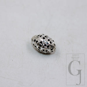 1pc Oval Pave Black Diamond Beads 925 Sterling Silver Handmade Black Pave Diamond Egg Design Bead / Spacers 10mm Jewelry Making Supplies