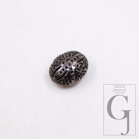 1pc Oxidized Beads Flower Designer Rosecut Pave Black Diamond Beads 925 Sterling Silver Handmade Silver Finish Black Diamond Spacers Jewelry