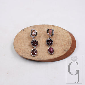 1 pair One of a kind multi tourmaline designer Rosecut pave diamond earrings 925 silver handmade silver finish diamond earring jewelry