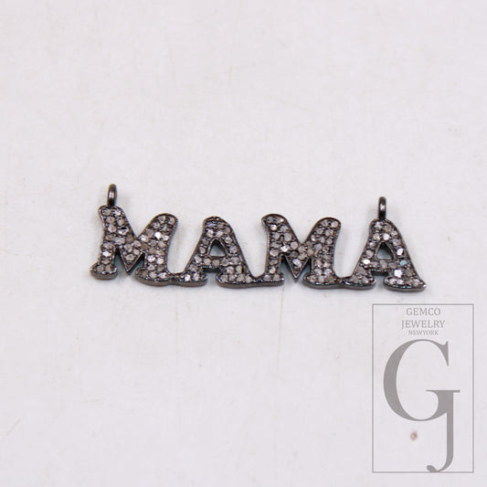 Beautiful Designer MAMA Pendant Rosecut Pave Diamond Pendant 925 Sterling Silver Handmade Finish Diamond Charm Necklace Pendant Jewelry