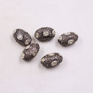 DIY Polki Diamond Silver Handmade Jewelry Making Supplies Sterling Silver Bead 925 Oxidized Finish Spacers 1pc Beads