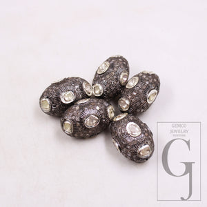 DIY Polki Diamond Silver Handmade Jewelry Making Supplies Sterling Silver Bead 925 Oxidized Finish Spacers 1pc Beads