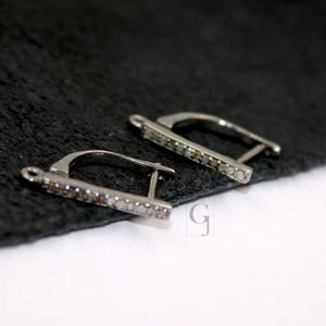 1 Pair Russian Lock Earring Hook Rosecut Pave Diamond Earring Supplies 925 Sterling Silver Handmade Silver Finish Diamond Earring 18mm Size