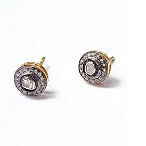 Pave Rosecut Diamond 925 Sterling Silver Handmade Pave Diamond Stud Earring Jewelry