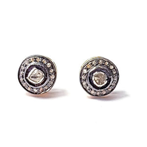 Pave Rosecut Diamond 925 Sterling Silver Handmade Pave Diamond Stud Earring Jewelry