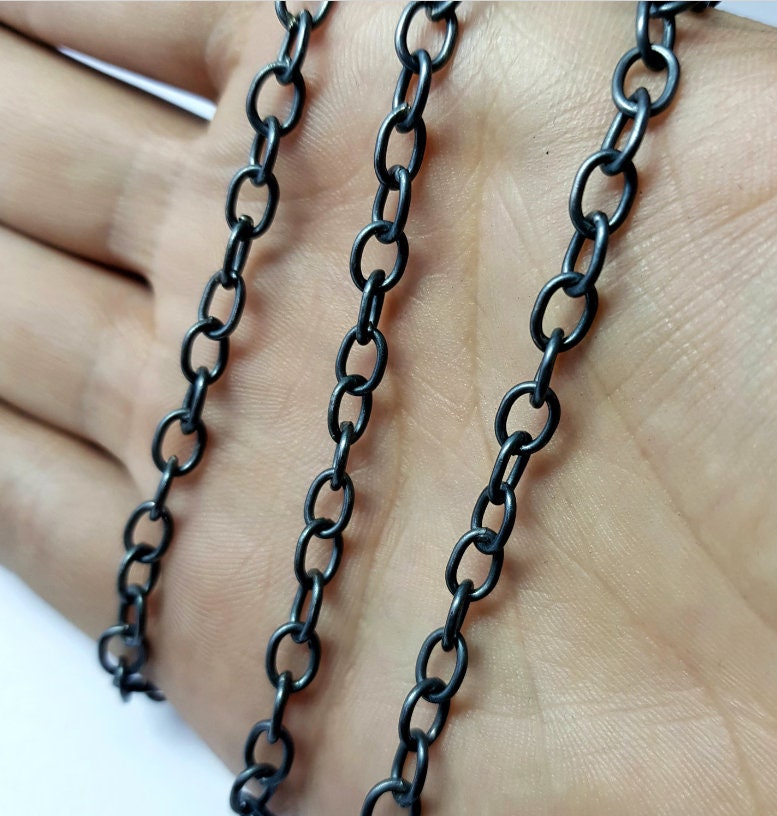 Antique Finish Oxidized 925 Sterling Silver Handmade Links Chains Links Size 5mm Jewelry Supplies Chunkey Chain