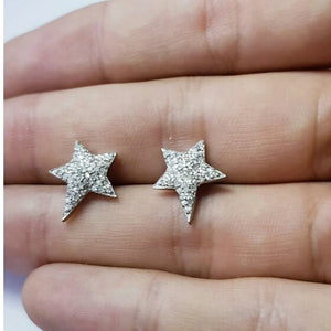 Beautiful Design Rosecut Pave Diamond Stud Earrings 925 Sterling Silver Handmade Silver Finish Star Shaped Designer Diamond Stud Earrings