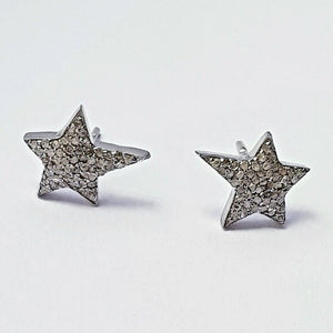 Beautiful Design Rosecut Pave Diamond Stud Earrings 925 Sterling Silver Handmade Silver Finish Star Shaped Designer Diamond Stud Earrings