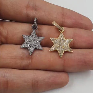 1pc Beautiful Designer Star Pendant Rosecut Pave Diamond Pendant 925 Sterling Silver Handmade Finish Diamond Charm Necklace Pendant Jewelry