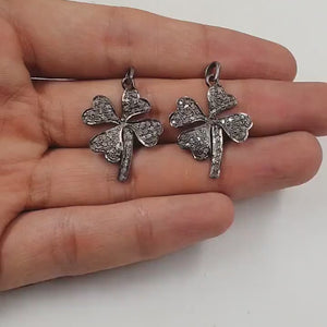 Pave diamond rosecut pendant 925 sterling silver pendant handmade diamond pendant lucky leaf design beautiful diamond pendant chaem