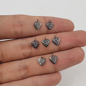 1pc mini Heart Pendant Love Charm Rosecut Pave Diamond Pendant 925 Sterling Silver Handmade Finish Diamond Charms Pendant Jewelry Supplies