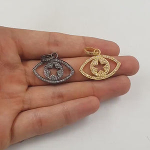 Star Eye Pendant Designer Pendant Rosecut Pave Diamond Pendant 925 Sterling Silver Handmade Finish Diamond Charms Necklace Pendant Jewelry