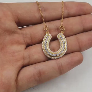 1pc Horseshoe Pendant Rosecut Pave Pendant 925 Sterling Silver Handmade Finish Jewelry Pendant Emerald Green Color Stone Lucky Necklace