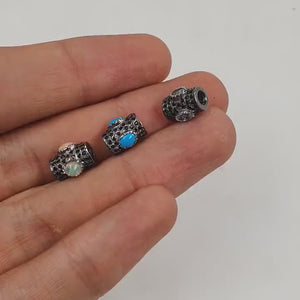 1pc Pave Black Diamond Pipe Beads / Spacer Design Pave Black Diamond 925 Sterling Silver Handmade Jewelry Black Diamond Jewelry Fine Jewelry