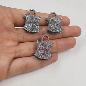 Pave diamond rosecut pendant 925 sterling silver pendant handmade diamond pendant beautiful latest design pad lock diamond pendant charm