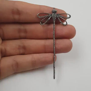Very Beautiful Dragonfly Designer Pendant Rosecut Pave Diamond Pendant 925 Sterling Silver Handmade Finish Diamond Charms Necklace Pendant